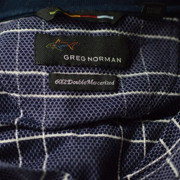 GREG NORMAN Men sz M Polo Casual shirt  Double Mercerized Purplish Plaid - Picture 5 of 7